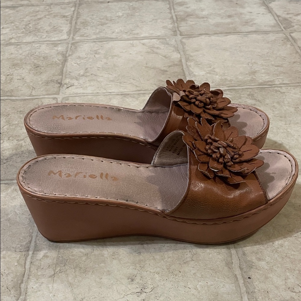 Marielle Brown Floral Platform Sandals